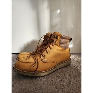 LL Bean Boots Stonington Moc Toe Mens 12 Light Brown Leather Welt Stitching